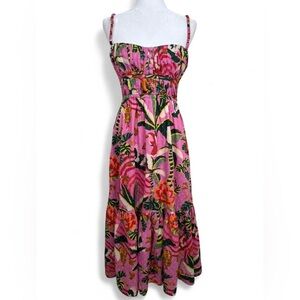 Farm Rio Leopard Forest Cotton Midi-Dress